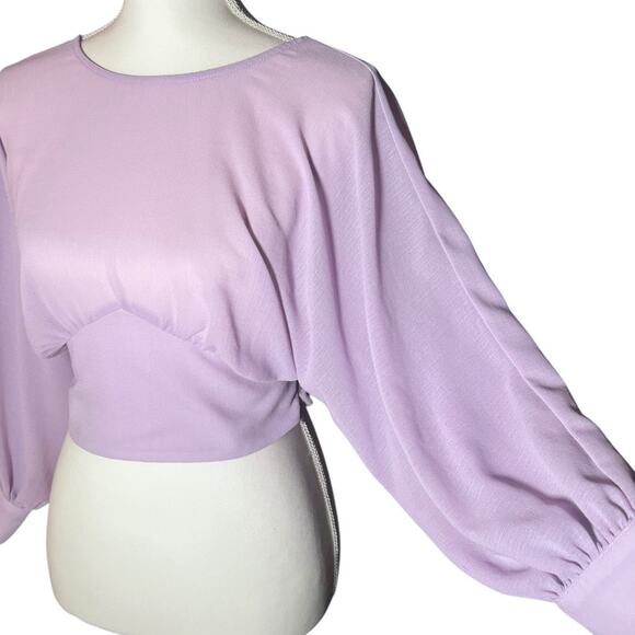 Zara Purple Top with Bubble Sleeves - Size XS - Picture 3 of 5